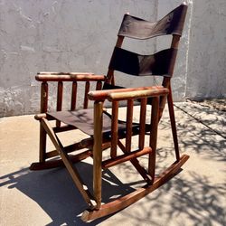 Vintage Costa Rican Leather, Folding Rocking Chair