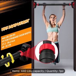 Heavy-Duty Adjustable Door Pull Up Bar , No Drill Installation with Bubble Level & Dual-Side Locking System , Adjustable Width 27.2"-36.2" , 440 lbs C