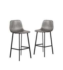 41 in. Dark Grey 30 in. H Low Back Metal Frame Cushioned Counter Height Bar Stool with Faux Leather seat (Set of 2) Number 113 $90