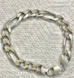 Figaro Chain Bracelet 8.9mm Solid Sterling Silver 8.5"