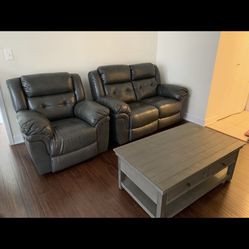  Love Seat W/ Single Chair 
