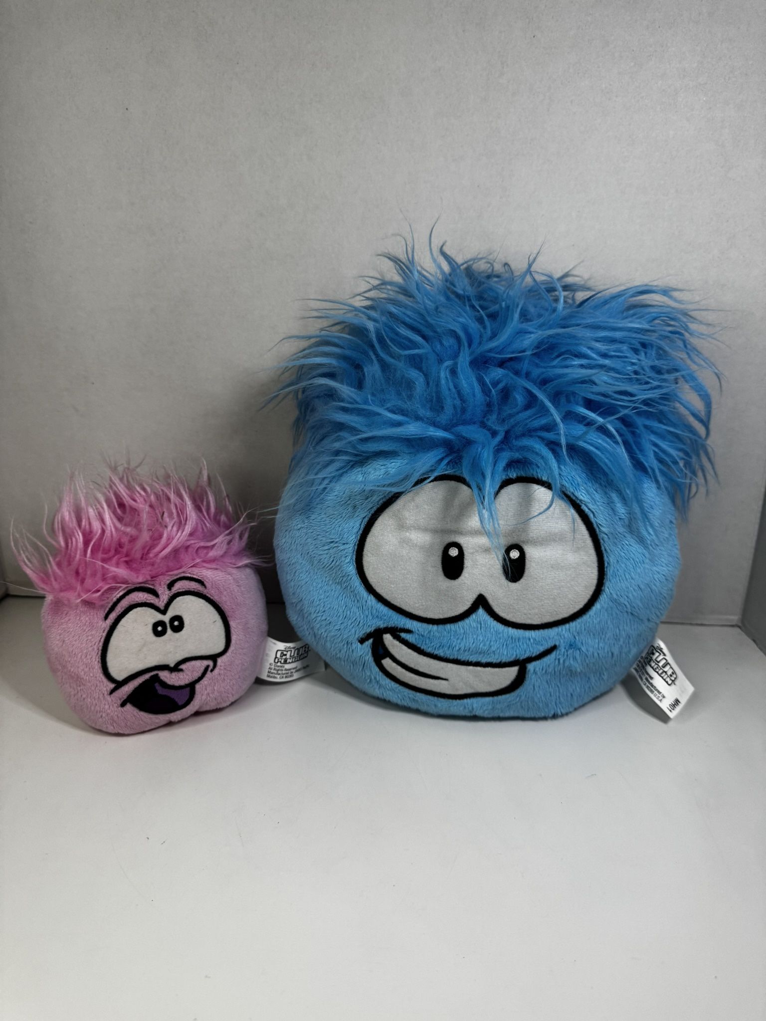 Disney Club Penguin Puffle Lot Of 2 Blue/Pink Plush Soft Toy Jakks Pacific RARE