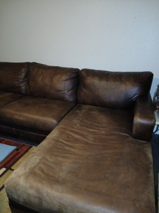 Faux Leather Sectional With Chaise