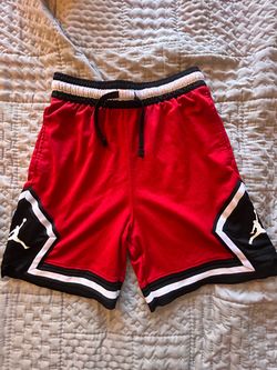 Jordan Men’s Size S Mesh Drawstring Athletic Basketball Shorts Red Colorblock