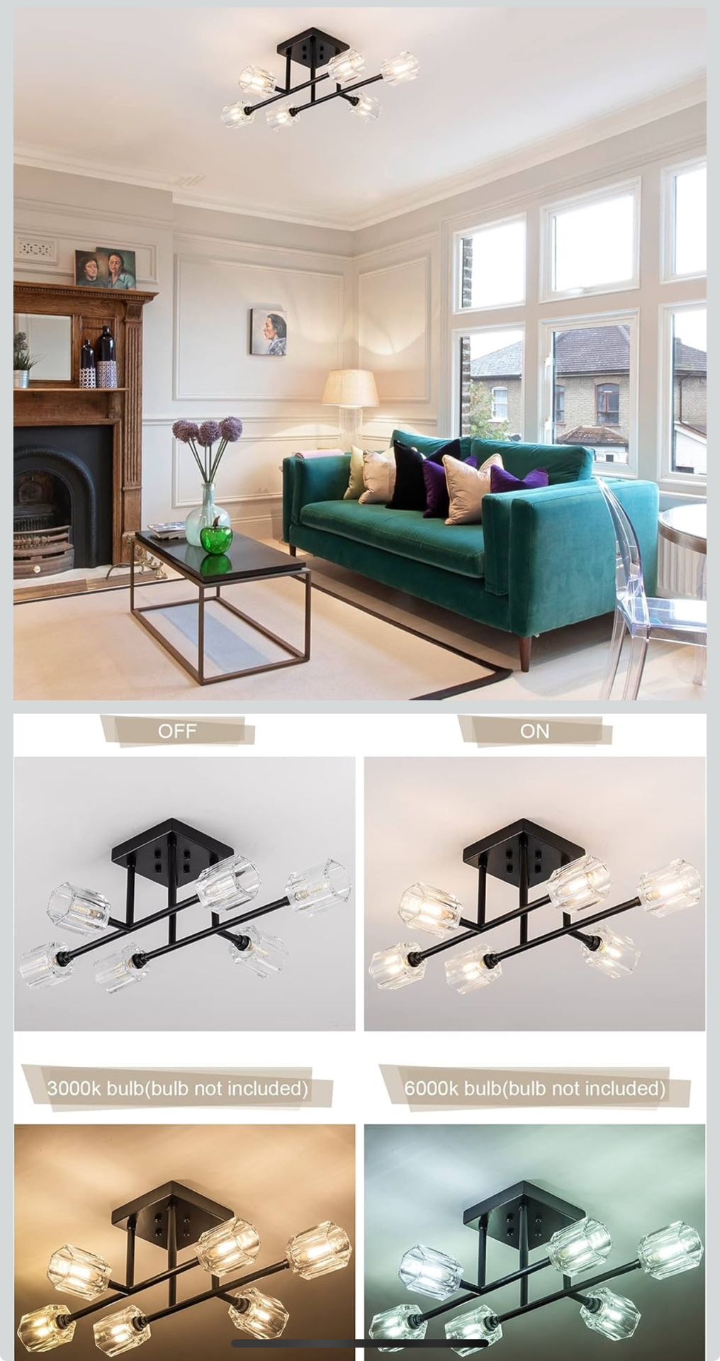 Lights Semi Flush Mount Ceiling Light Fixture 24 Inch Industrial