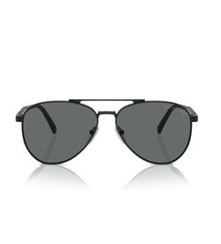 Prada Men’s Black Aviator Sunglasses with Dark Gray Lenses