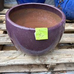 Purple Glazed Round  Ceramic Pot