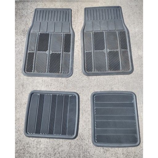 Kraco "Universal-Fit," "Four-Piece," "Heavy-Duty," "Nib-Backed,” Molded Rubber Car Mats