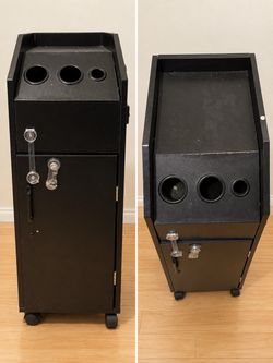 Black Rolling Salon Storage Cart with Tool Holders