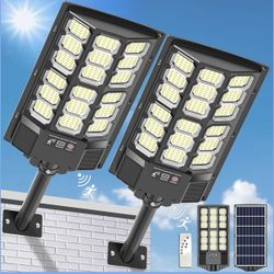 Solar Lights Outdoor, IP66 Waterproof Dusk to Dawn Bright Solar Street Lights, Flood Light with Motion Sensor and Remote Control, Solar Powered Securi