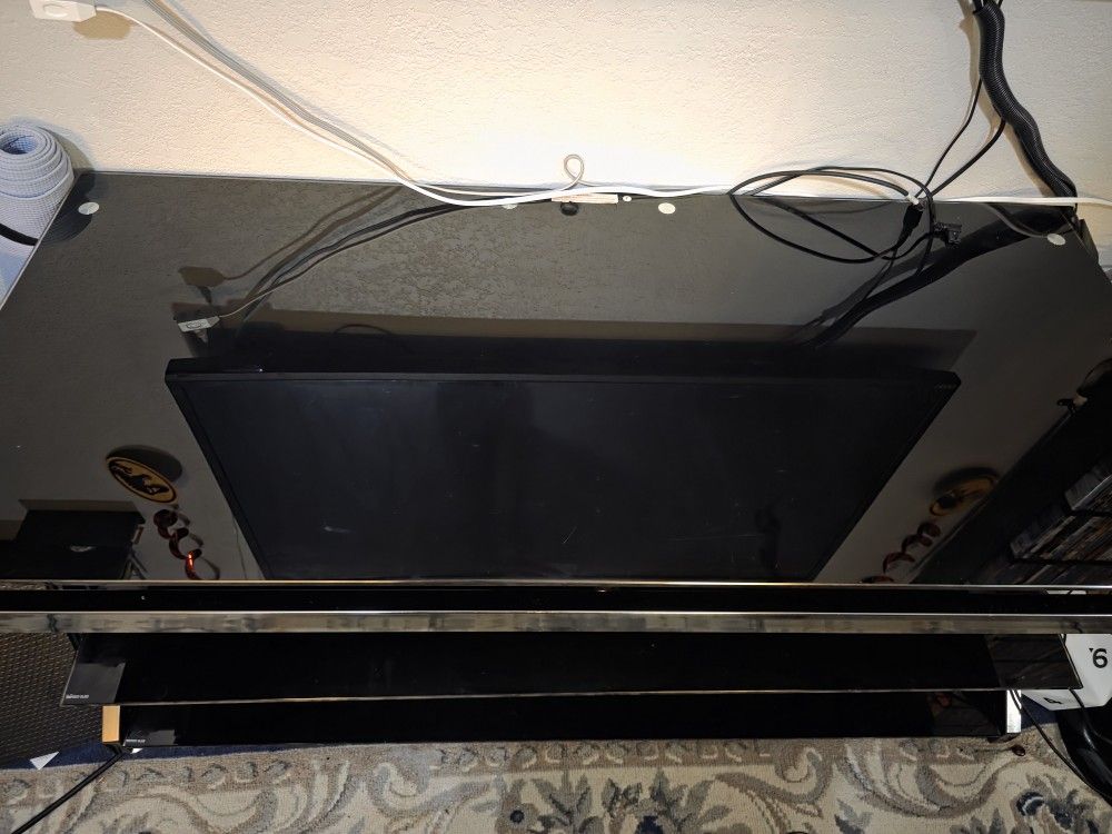 Tempered Glass Black TV Stand Entertainment Center