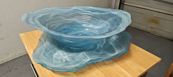 Blue Glass Bowl and plate