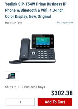Yealink SIP-T54W Prime Business IP Phone w/Bluetooth & Wifi, 4.3-Inch Color Display, New,