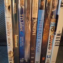 Lot Of 9, DVDs,  Religious.  $44.95, OBO. 