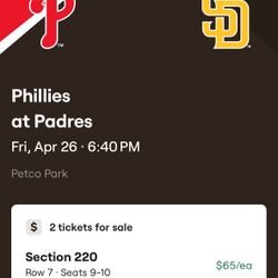 Padres vs. Phillies - Friday April 26th - 2 Tix/each