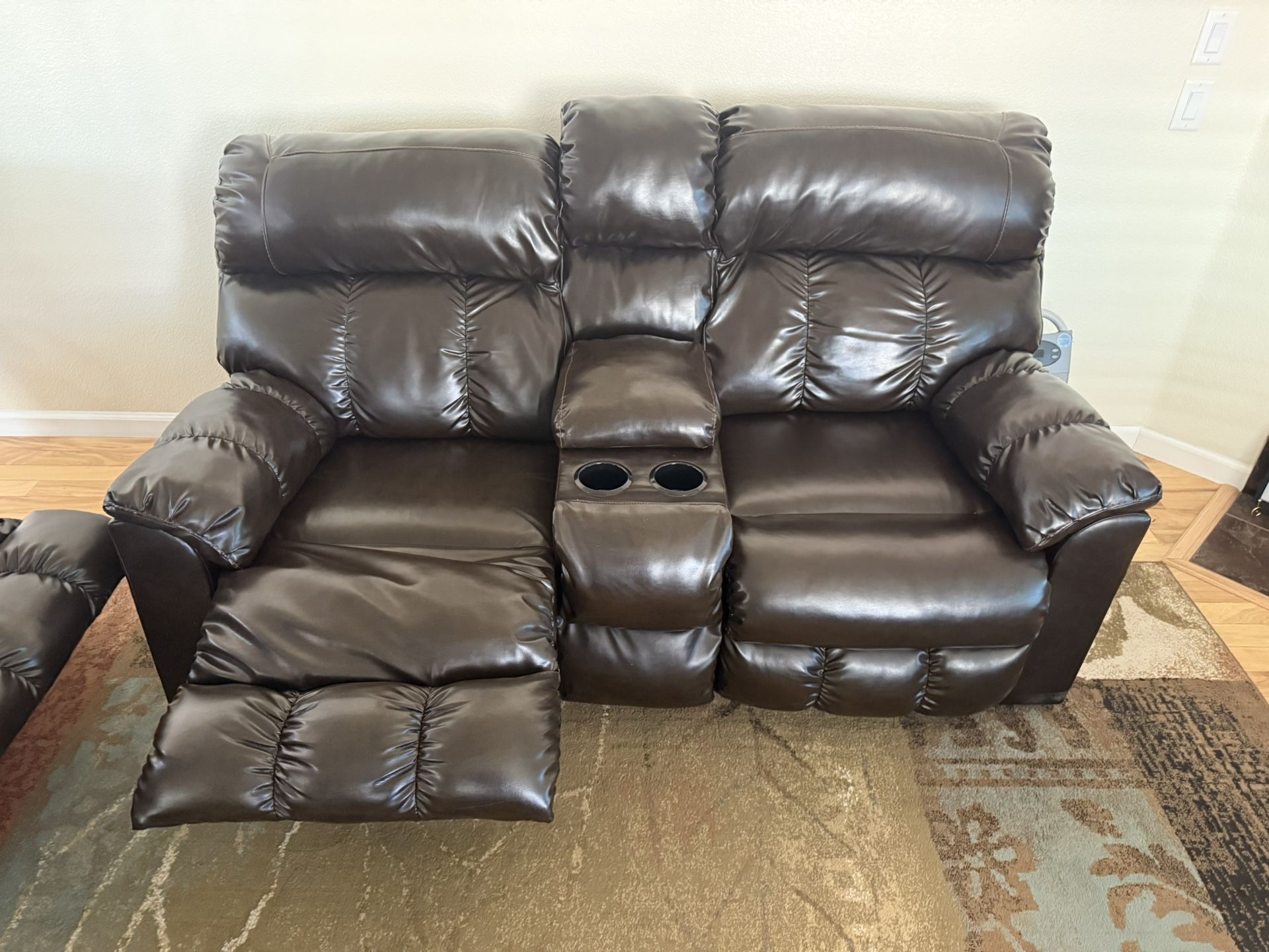 3 Pcs Leather Sofa Set