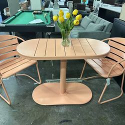 Patio Bistro Set 3 Piece Outdoor, Retro Metal Bistro Table and Chairs Set of 2, Waterproof Cafe Table Set for Indoor/Outdoor/Porch/Lawn/Balcony 