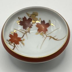 Vintage hand-painted gilt floral porcelain bowl. Made In Japan
