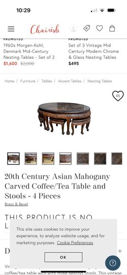 Asian table with six stools