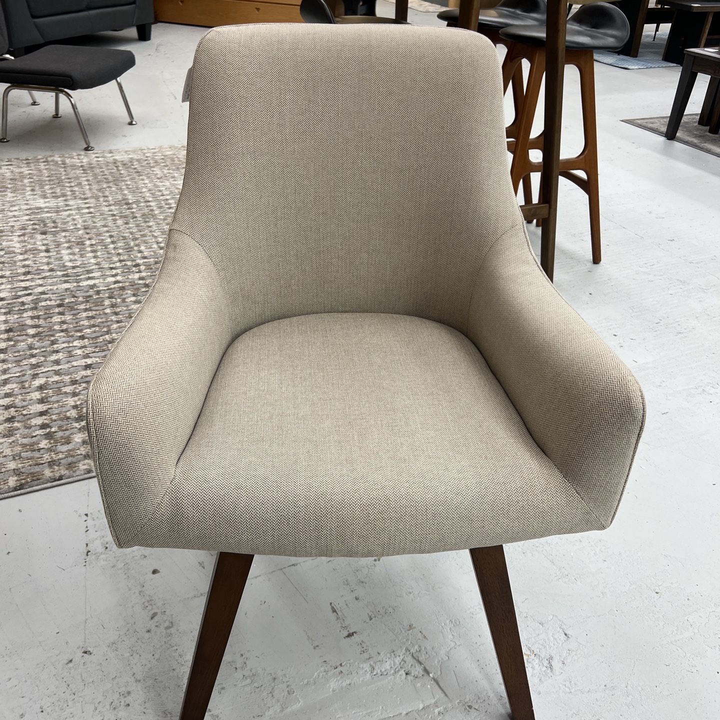 Beige Fabric Swivel Accent Chair