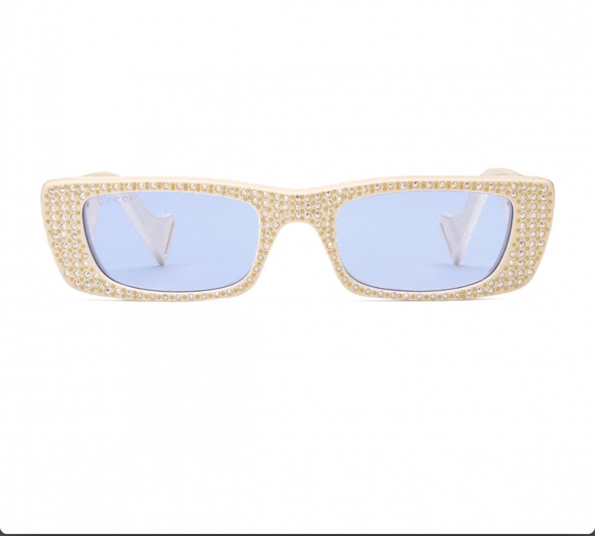 Gucci Rectangular Sunglasses with Crystals Ivory Gucci Eyewear display picture 3