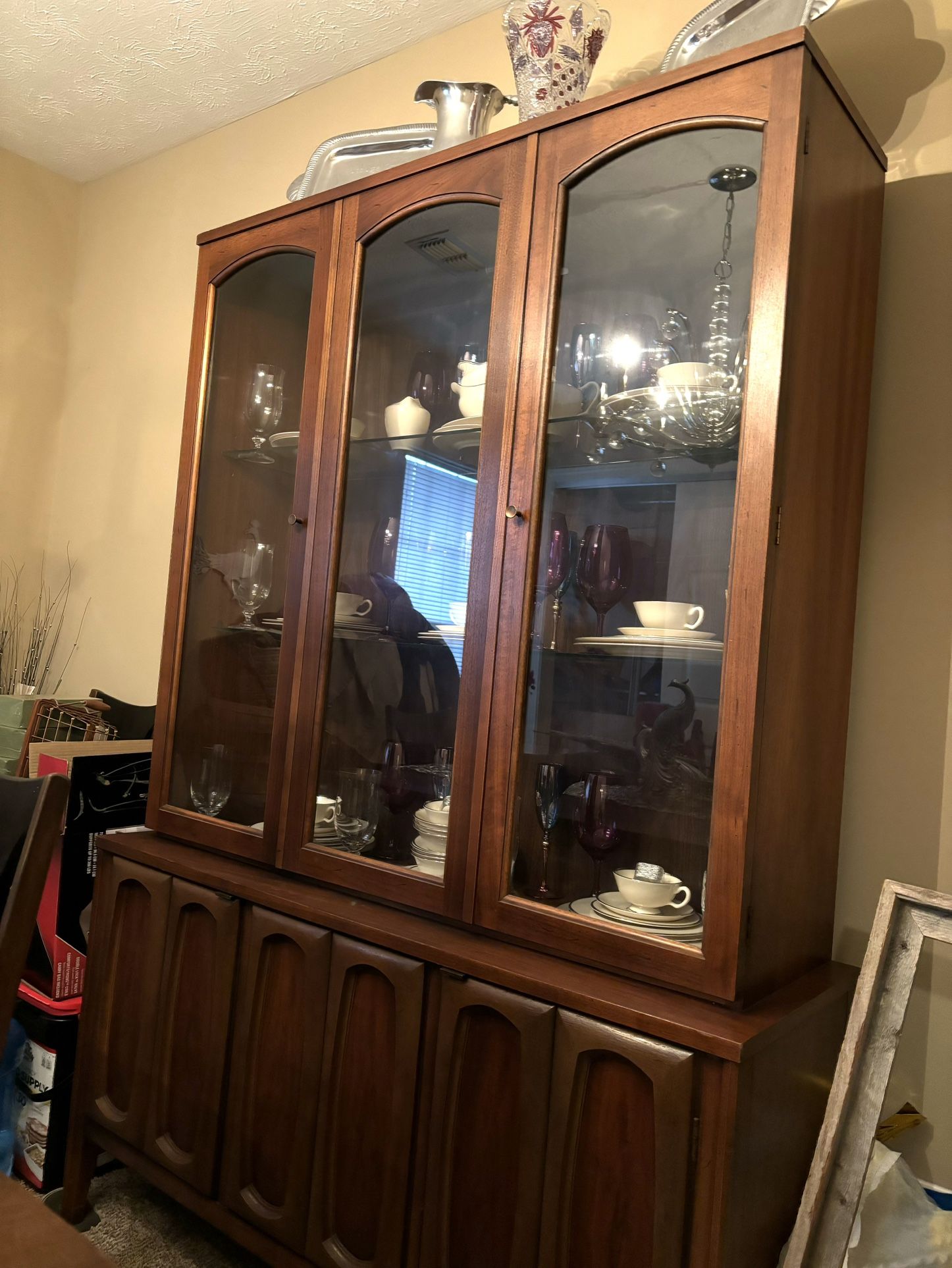 Mid Century Danish Modern Walnut China Cabinet/Hutch/Cupboard/Buffet