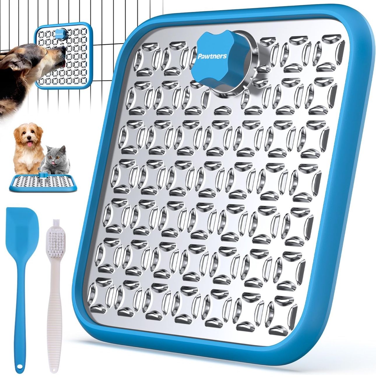 BRAND NEW Stainless Steel Large Lick Mat with a Spatula, Scrubbing Brush for Dog & Cat