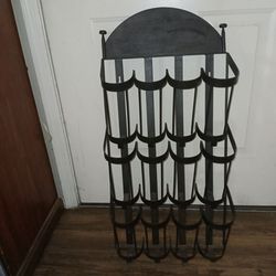 1960s Wrought Iron Wine Wall 12 Bottle Display Rack Or Flower