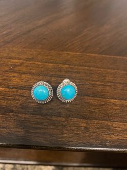 Genuine turquoise and 925 sterling silver earrings