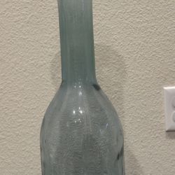 Large Decorative Glass Bottle / Vase – Rustic Blue-Green
