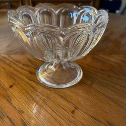 Vintage if not Antique Glass Compote with Pedestal Base and Scalloped Edges