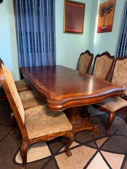 Luxury AICO Dining Table Set with 8 Chairs Beautiful Formal Dining Set