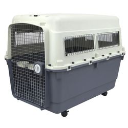 SportPet Designs Plastic Dog IATA Airline Approved Kennel Carrier, XXX-Large Gray - 3XL