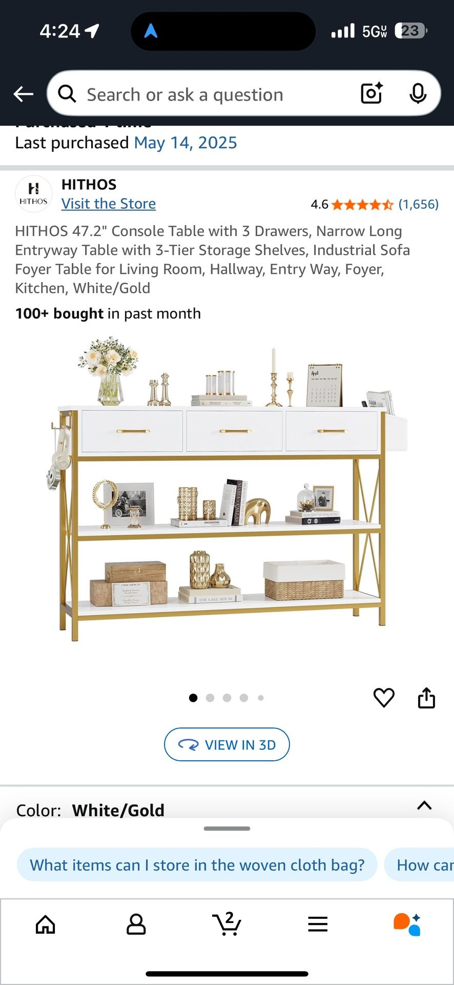 Console Table With 3 Drawer