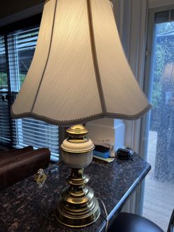 Table Lamp, Brass And Porcelain 