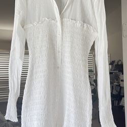 Veronica Beard White Smocked Dress Size 2 
