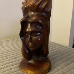Vintage 1950S Through 1960S Hawaiian Tiki Style Woman Wood Carving