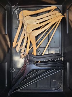 Wooden Hangers, Black & Natural Wood, Sold in Lots of 5, 10 or all 60