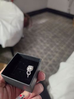 Silver Halo Engagement Ring with Round Stone