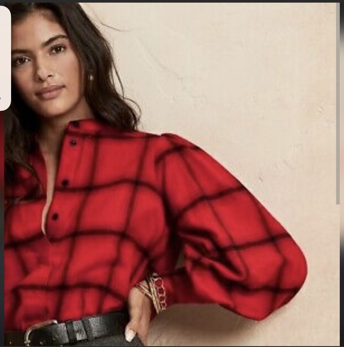 Banana Republic- Flannel Bishop Sleeve Blouse Small NEW! #772525