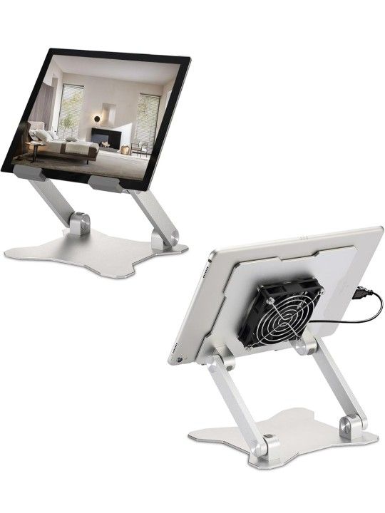 Surface Pro Stand, iPad Cooler,Cooling Pad,Aluminum Sturdy Tablet Stand Holder with Quiet Fan for Microsoft Surface Tablets,iPad Series,Samsung Galaxy