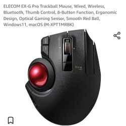 ELECOM EX-G Left-Handed Trackball Mouse, 2.4GHz Wireless, Thumb Control, 6-Bu...