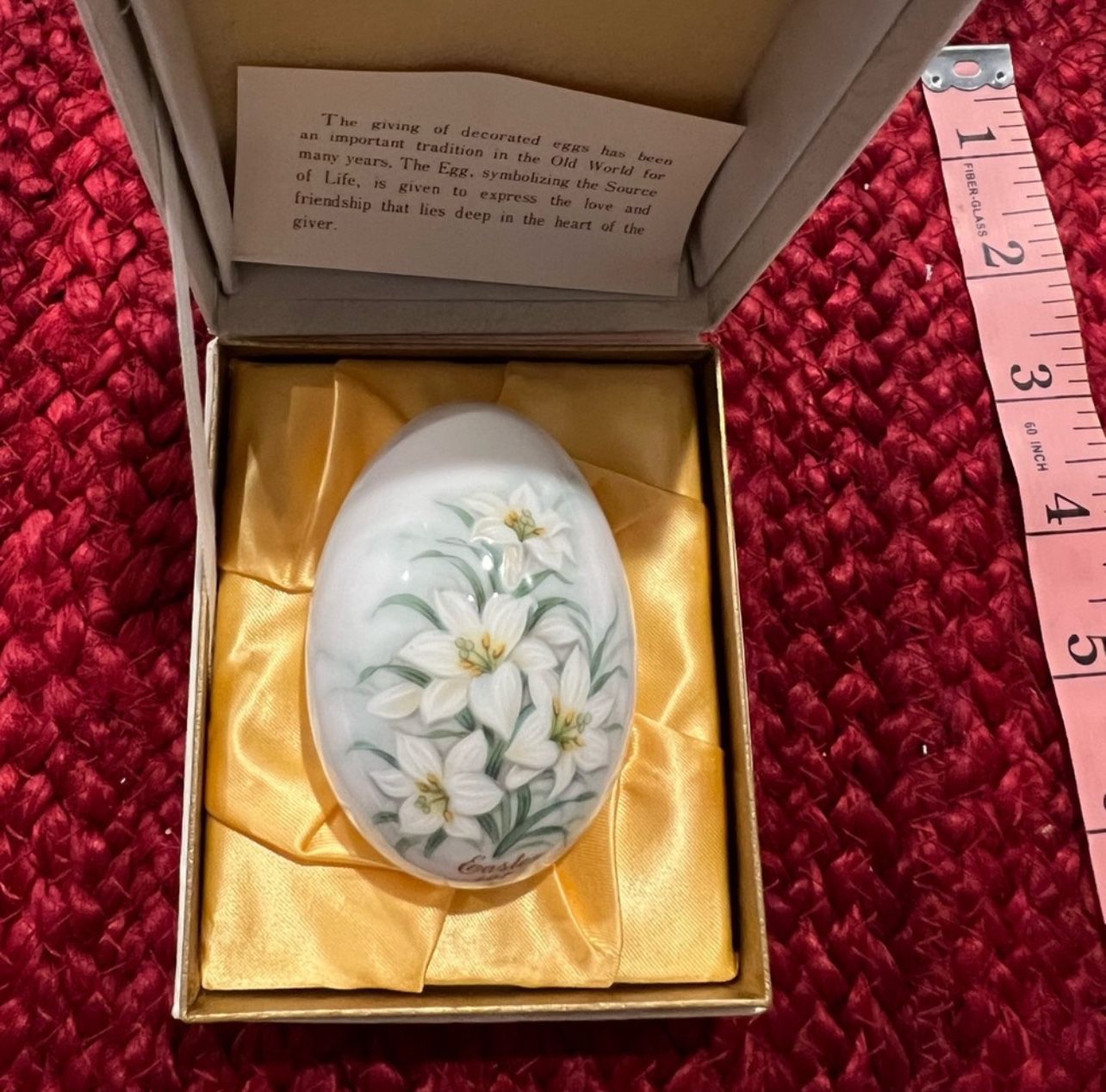 Vintage 1972 Noritake Bone China Collectible Easter Egg Bone China Box & Card