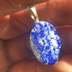Lapis Lazuli Gemstone Oval carved Pendant 