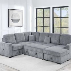 New! Large Sectional Sofa Bed, Sleeper Sofa Couch, Sofabed, Sectional Sofa Bed With Storage, Sectionals, U-Shaped Sofa, Couch, Sectionals, Grey Couch