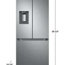 Samsung - 22 cu. ft. 3-Door French Door Smart Refrigerator with External Water Dispenser - Stainless Steel 