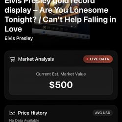 Elvis Presley Gold  Plate Record  