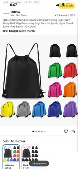 12 Draw string backpacks