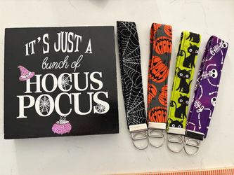 Handmade Halloween Fabric Wristlet Key Fobs