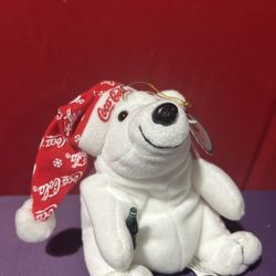 Coca-Cola Bear with Stocking Cap Plush Bean Bag Winter Mass Set 1998